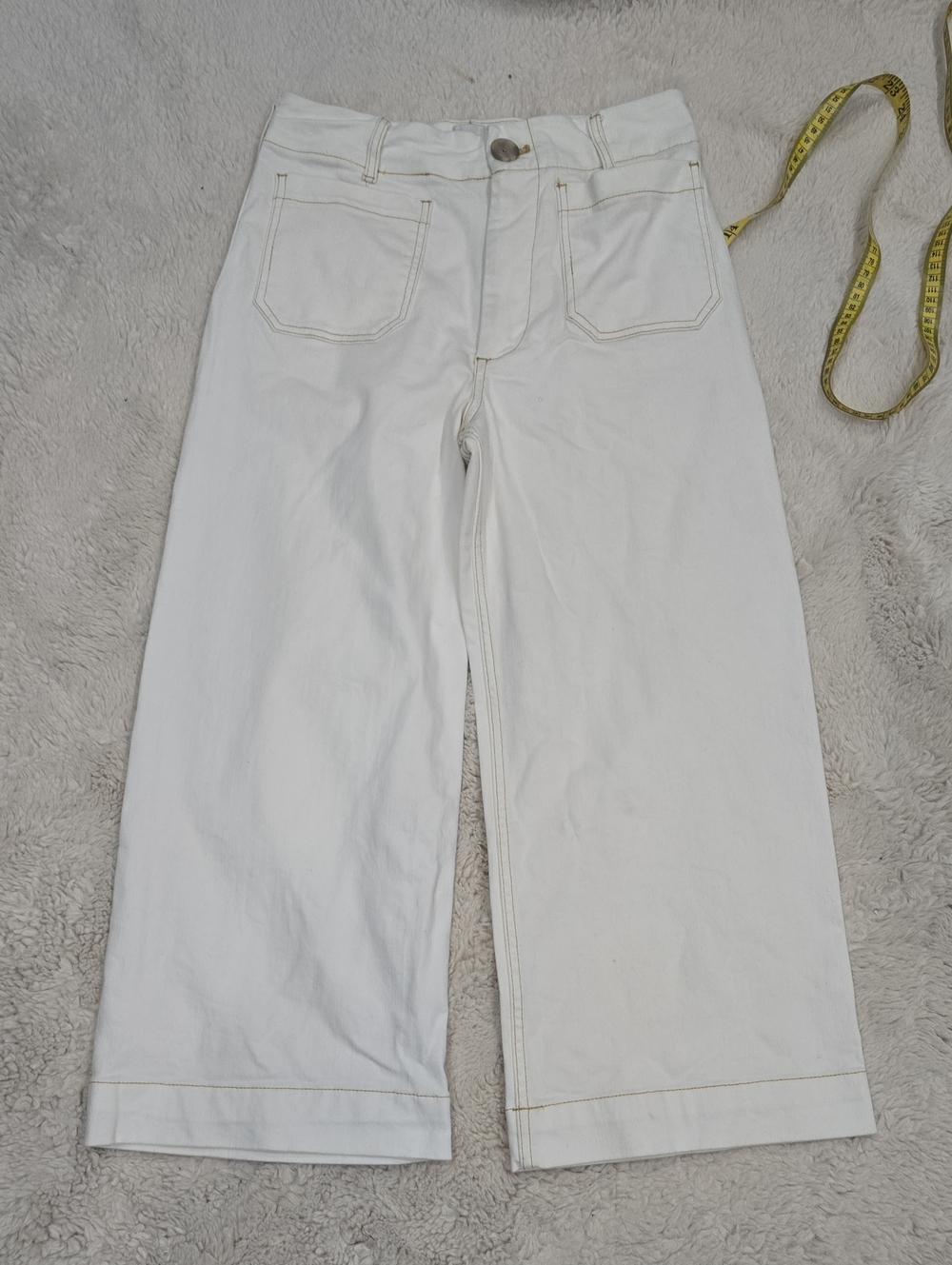 Maeve Cream Wide-Leg High-Rise Jeans